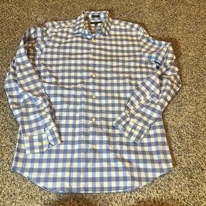 Banana Republic Grant‎ Fit Blue White Gingham Check Dress Shirt Mens Large